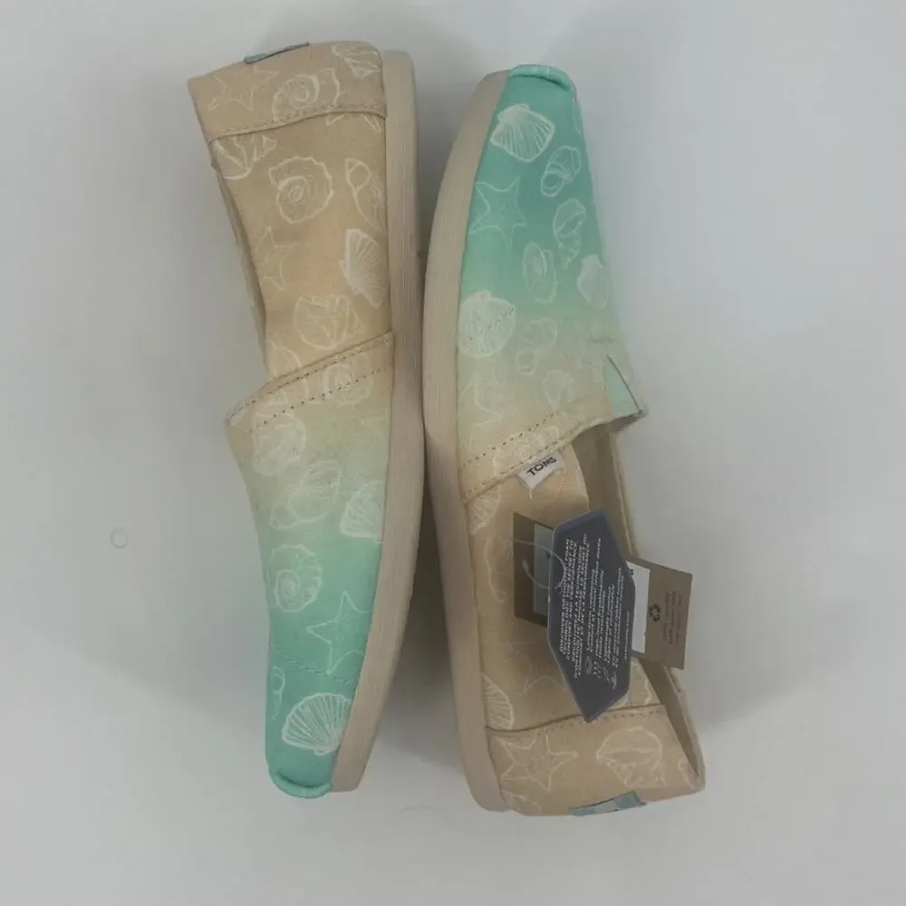 TOMS Shells Ombre Womens Shoes Sz 5 Beach Coastal Pastel Slip On New Nautical